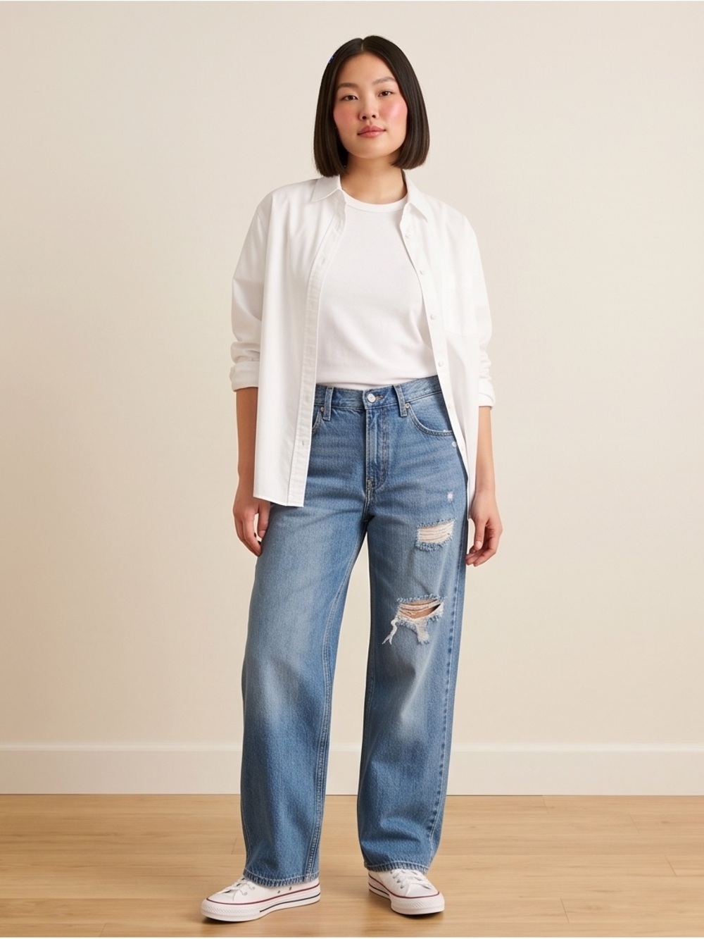 Levi's Baggy Dad Light Blue Straight-Leg Distressed Jeans